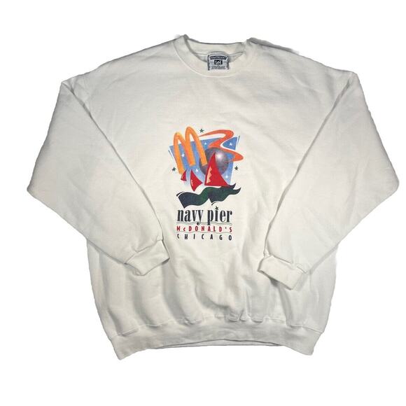 Rare Vintage McDonalds Promo Sweatshirt Chicago Navy Pier XL Lee Heavyweight 90s - Picture 1 of 9